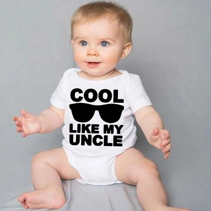 “Cool Like My Uncle” Newborn Baby Short Sleeve Romper