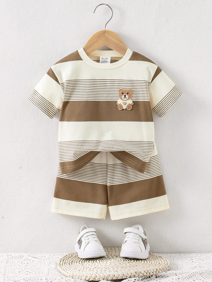 Breathable Knit  T-Shirt + Shorts 2-Piece Set