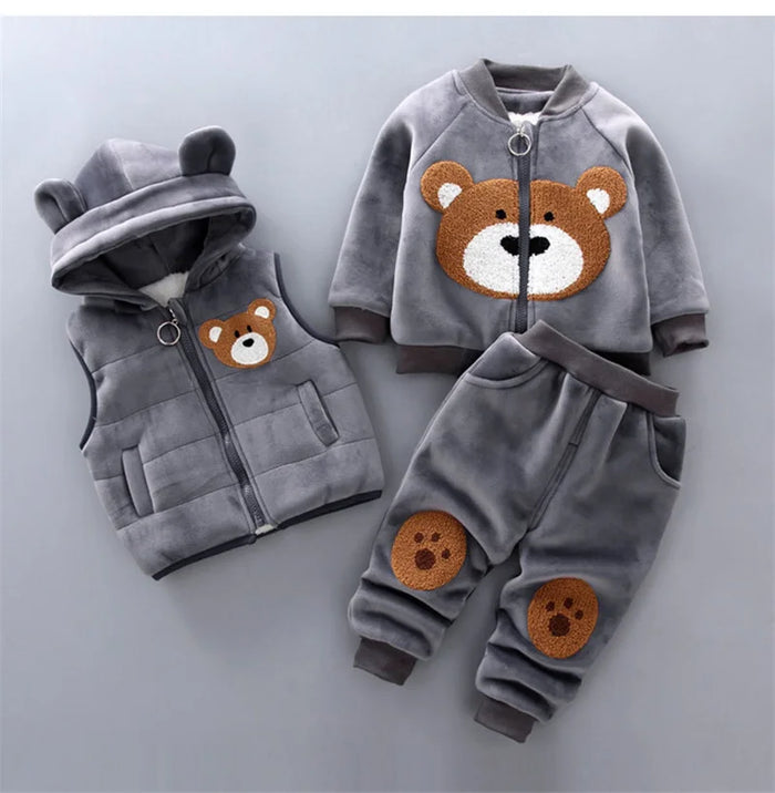 Winter Baby Clothing Boys Girls Thick Warm Suits Three-Piece kids Outfits 0-4 Years