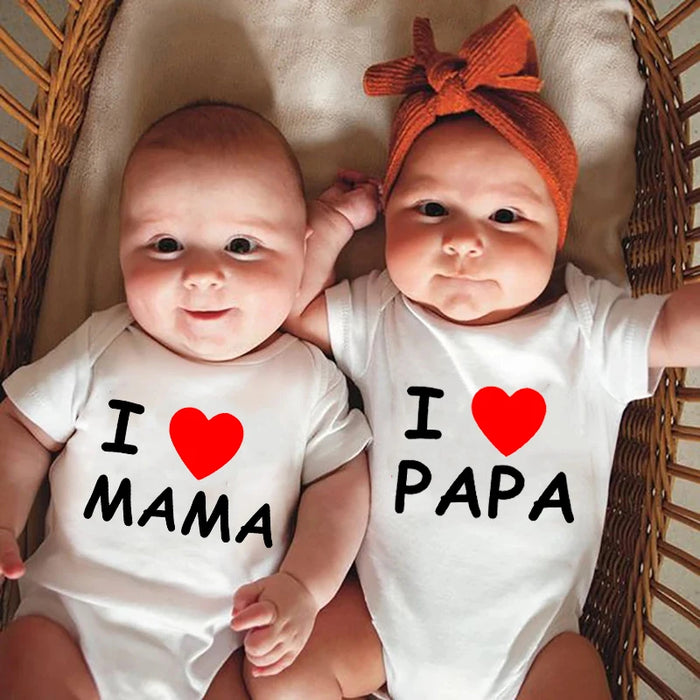 I Love Papa Mama Baby Jumpsuits
