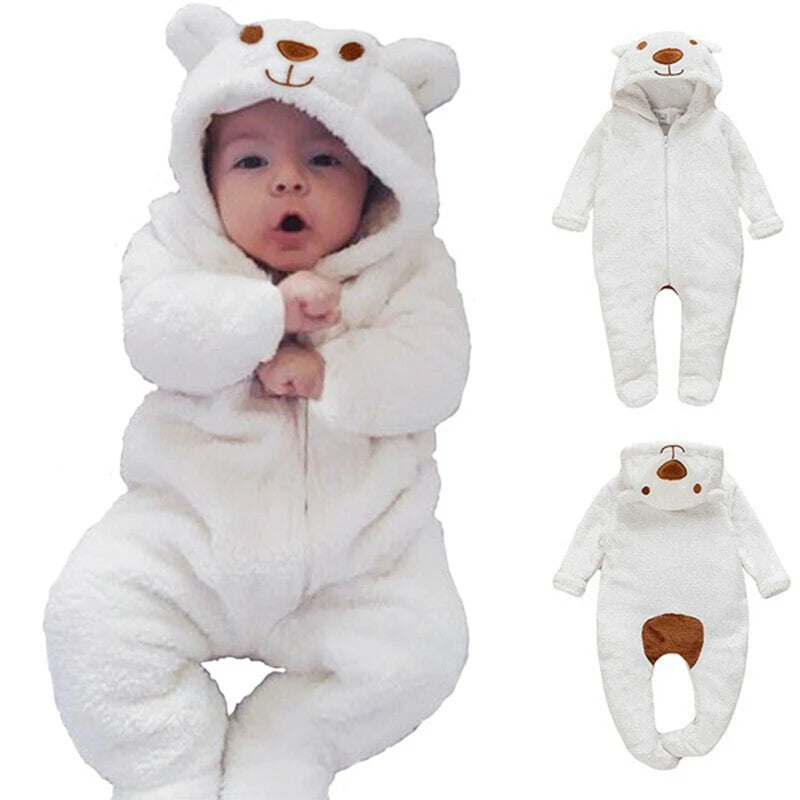 Kids Bear Hooded Romper Jumpsuit