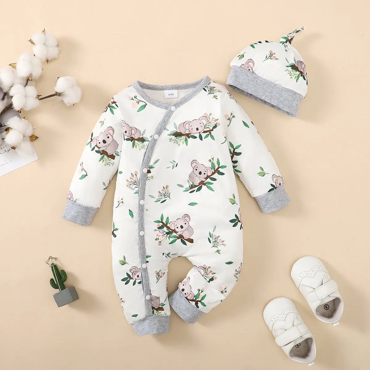 Newborn Baby Boys Bear Print Rompers