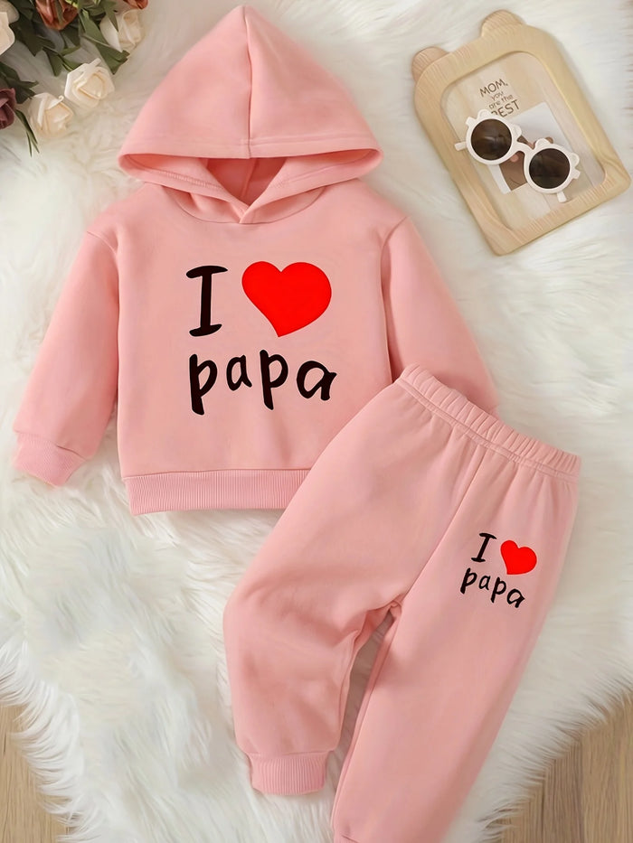 Newborn baby girl's fleece hoodie and sporty casual pants